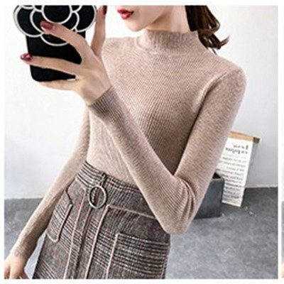 Дамски ежедневен пуловер с висока яка в няколко цвята