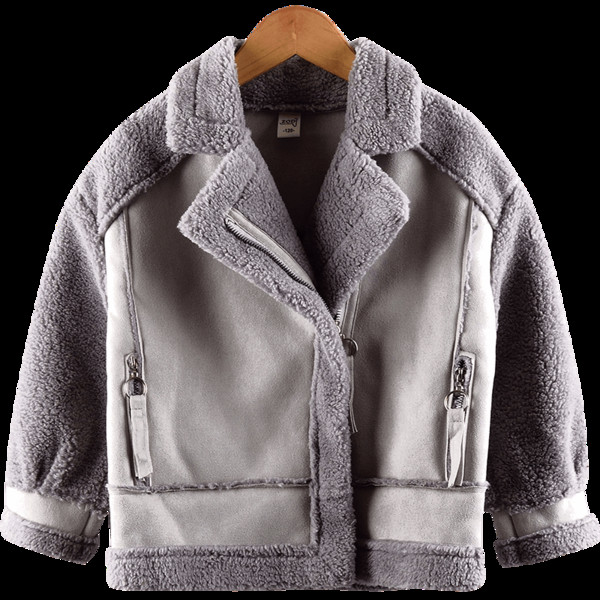 Актуално детско меко палто за момичета в розов и сив цвят