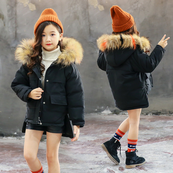 Актуално детско яке за момичета асиметричен модел в черен,розов и син цвят 