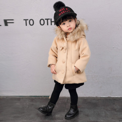 Модерно детско палто разкроен модел с качулка в два цвята