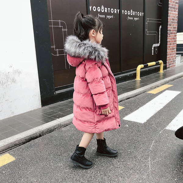 Зимно детско яке дълъг модел в розов и син цвят