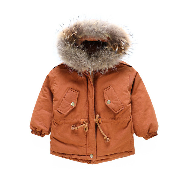 Модерно детско зимно яке за момчета с качулка с пух в няколко цвята