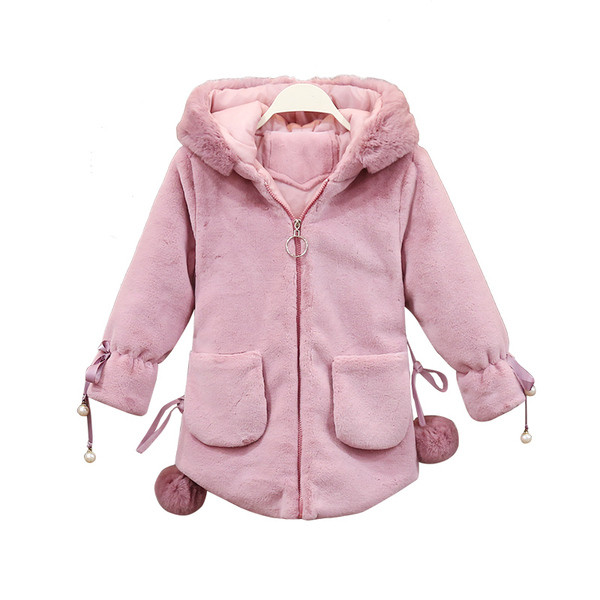Téli gyerek pehelykabát lányoknak fekete, rózsaszín és fehér színben