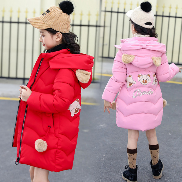 Modern gyerekkabát lányoknak színes rátéttel, három színben