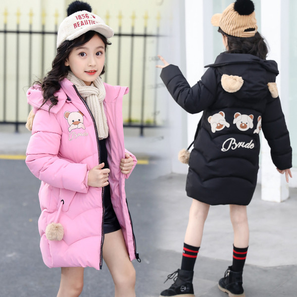 Modern gyerekkabát lányoknak színes rátéttel, három színben