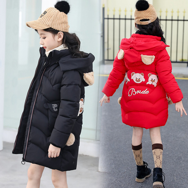 Modern gyerekkabát lányoknak színes rátéttel, három színben