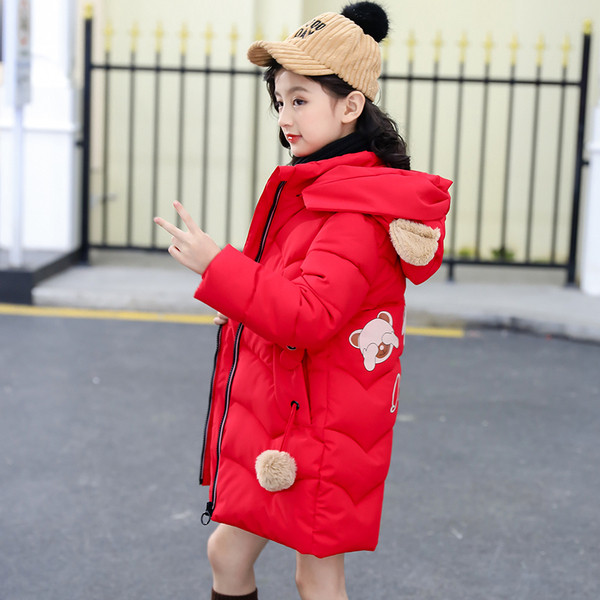 Modern gyerekkabát lányoknak színes rátéttel, három színben