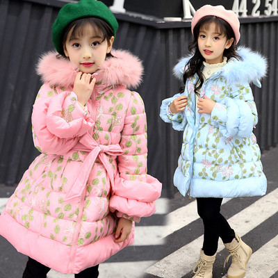 Модерно детско яке за момичета широк модел с флорални мотиви в три цвята