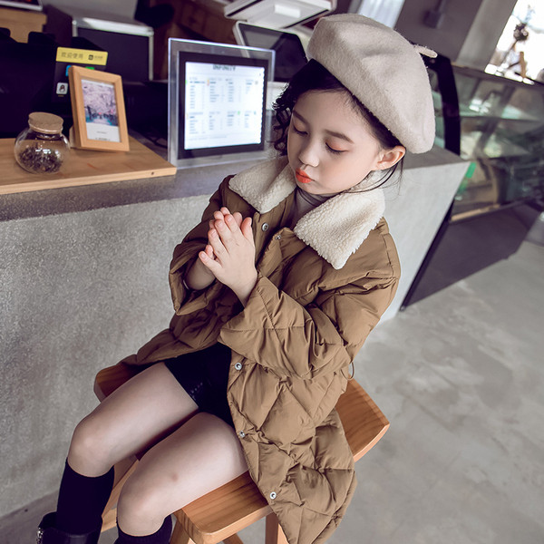 Stílusos gyerek téli kabát elasztikus derékkal és O-alakú gallérral, két színben