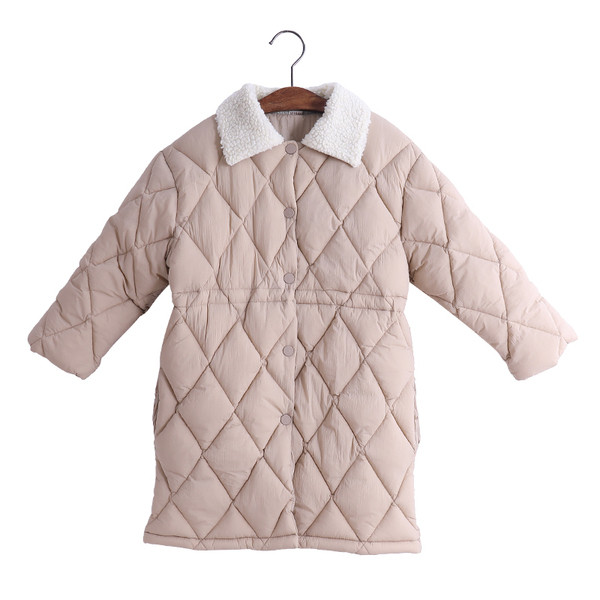 Stílusos gyerek téli kabát elasztikus derékkal és O-alakú gallérral, két színben