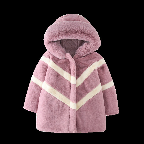 Új modell gyerek tollkabát lányoknak rózsaszín és fekete kapucnival