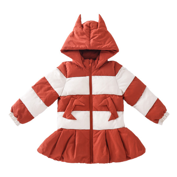 Csíkos gyerek téli kabát lányoknak két színben