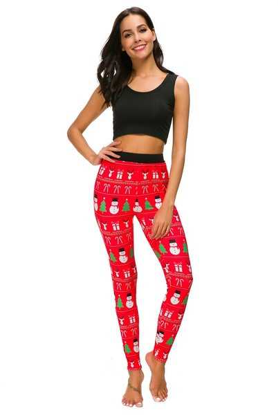 Női leggings magas derékkal, karácsonyi motívumokkal több színben