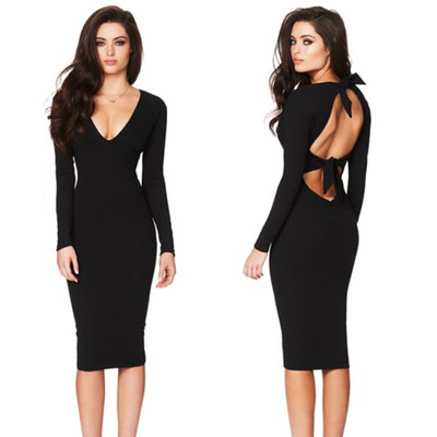 Stílusos női ruha Karcsú modell nyakkendővel és V-nyakkal több színben