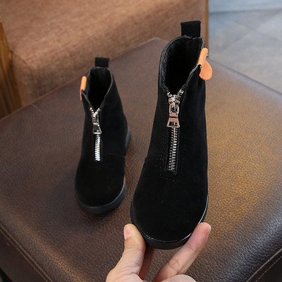 Gyermek téli csizma lányoknak fekete és zöld cipzárral