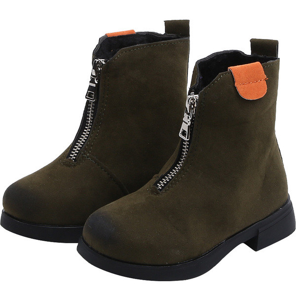 Gyermek téli csizma lányoknak fekete és zöld cipzárral