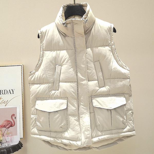 Meleg mindennapi női mellény zsebekkel, két színben