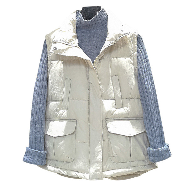 Meleg mindennapi női mellény zsebekkel, két színben