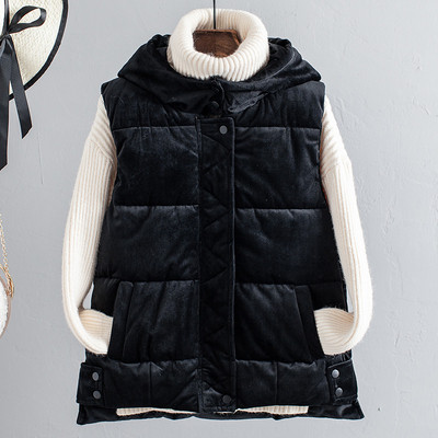 Új bársony női mellény kapucnival három színben