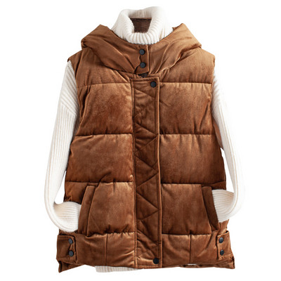 Új bársony női mellény kapucnival három színben