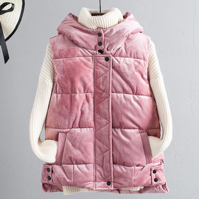 Új bársony női mellény kapucnival három színben