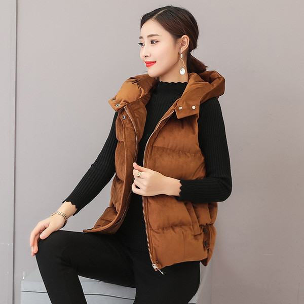 Új bársony női mellény kapucnival három színben