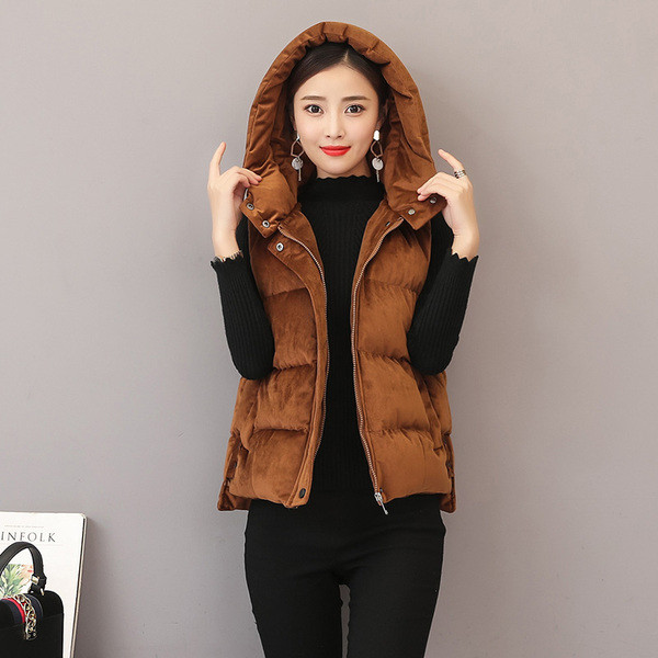 Új bársony női mellény kapucnival három színben