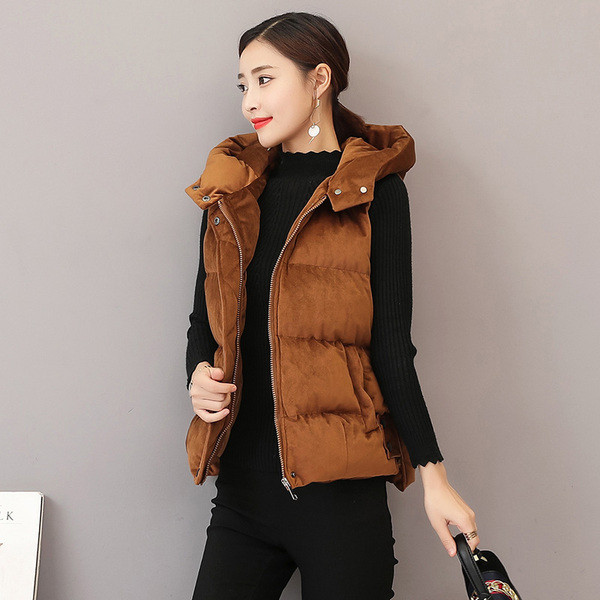 Új bársony női mellény kapucnival három színben