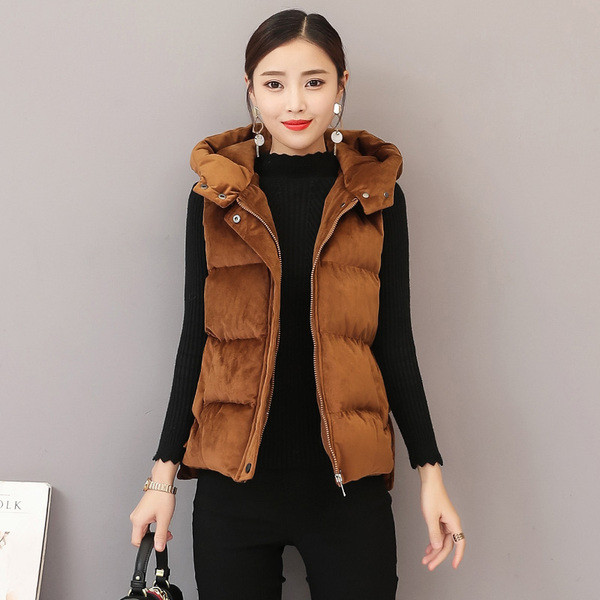 Új bársony női mellény kapucnival három színben