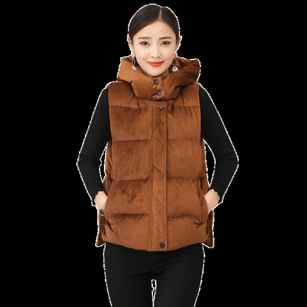 Új bársony női mellény kapucnival három színben