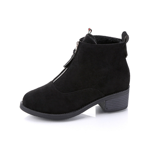 Öko velúrból készült női csizma két színben, cipzárral