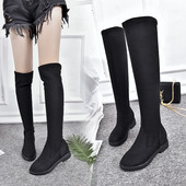 Női modern eco velúr csizma fekete színben