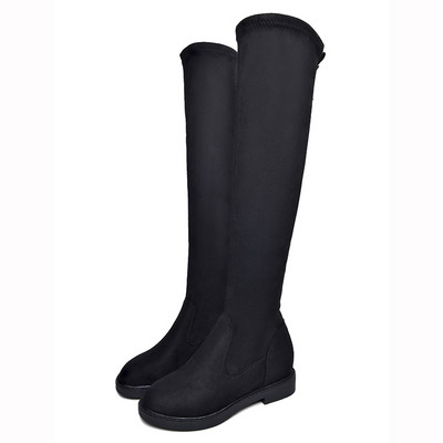 Női modern eco velúr csizma fekete színben