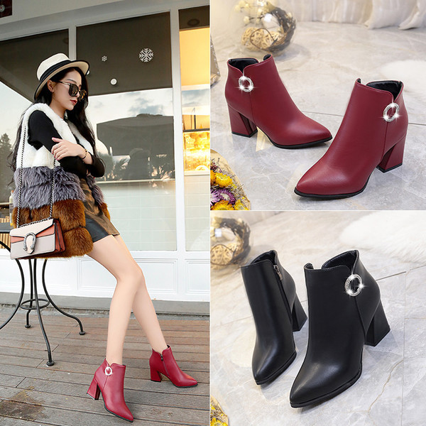 Eko bőrből készült stílusos női csizma sarokkal, két színben