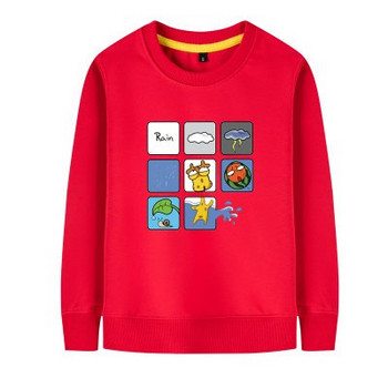 Ежедневна детска блуза за момичета с различни апликации в червен цвят