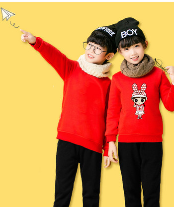 Ежедневна детска блуза за момичета с различни апликации в червен цвят