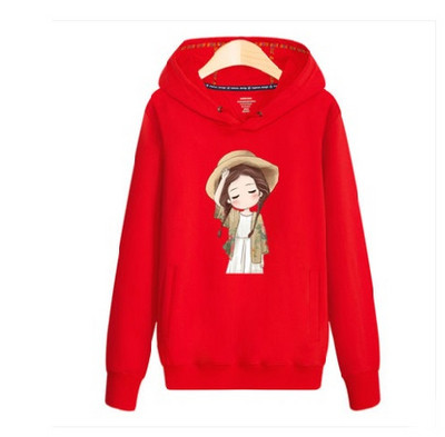 Modern pulóver kapucnival és különféle piros színben, alkalmas lányoknak és fiúknak