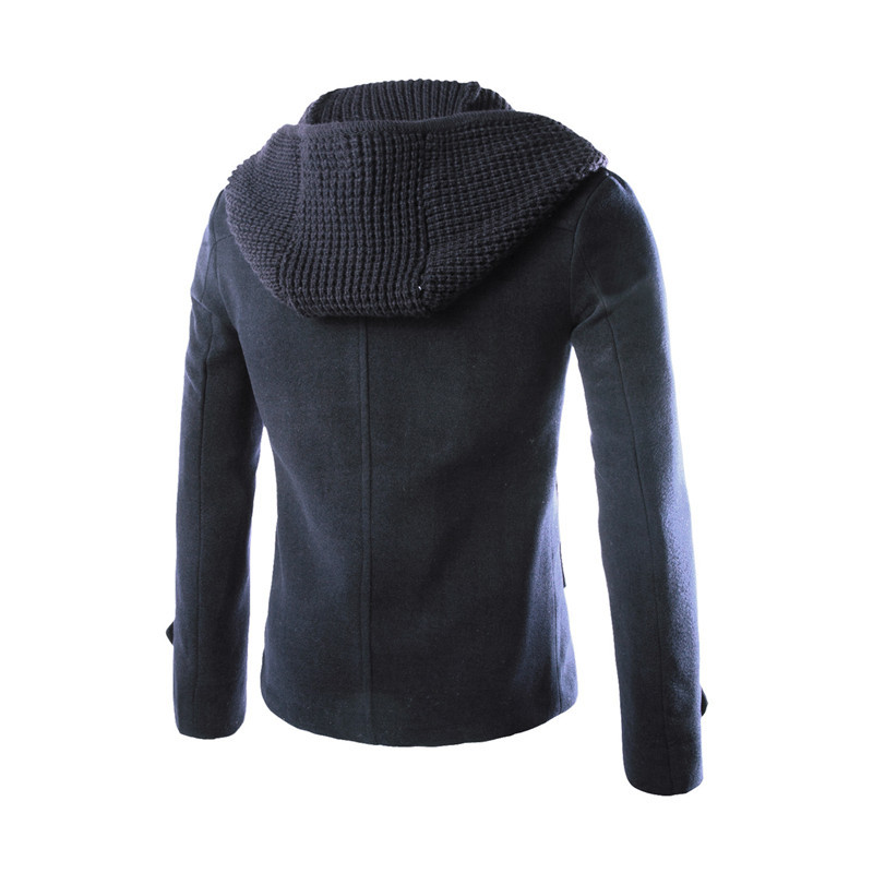 Stílusos férfi rövid kabát kötött kapucnival több színben