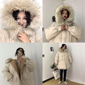 Χειμερινό μπουφάν με μακρύ μανίκι και κουκούλα σε ανοιχτό χρώμα