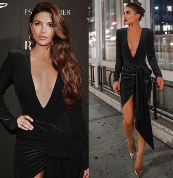 Női bársonyruha V-nyakkal több színben