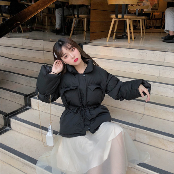 Modern női téli kabát fűzős két színben