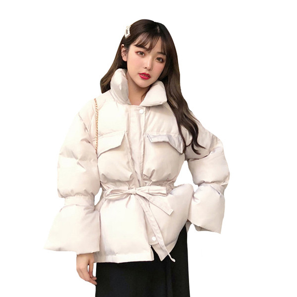 Modern női téli kabát fűzős két színben