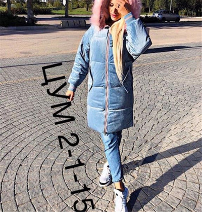 Χειμερινό μπουφάν με μακρύ μοντέλο και πολύχρωμο χνούδι σε διάφορα χρώματα