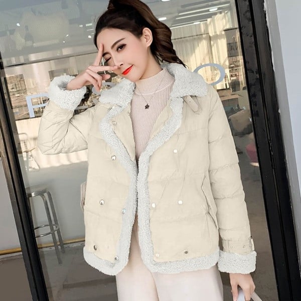 Modern női kabát pehelyszínnel, két színben