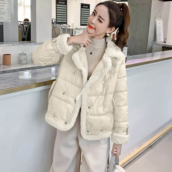 Modern női kabát pehelyszínnel, két színben