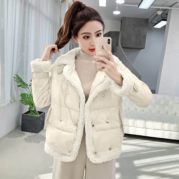 Modern női kabát pehelyszínnel, két színben