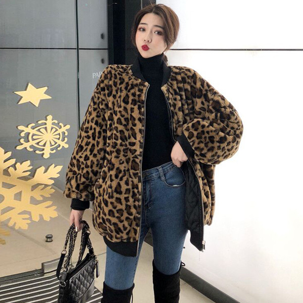 Puha női kabát hosszú modell leopárd mintával