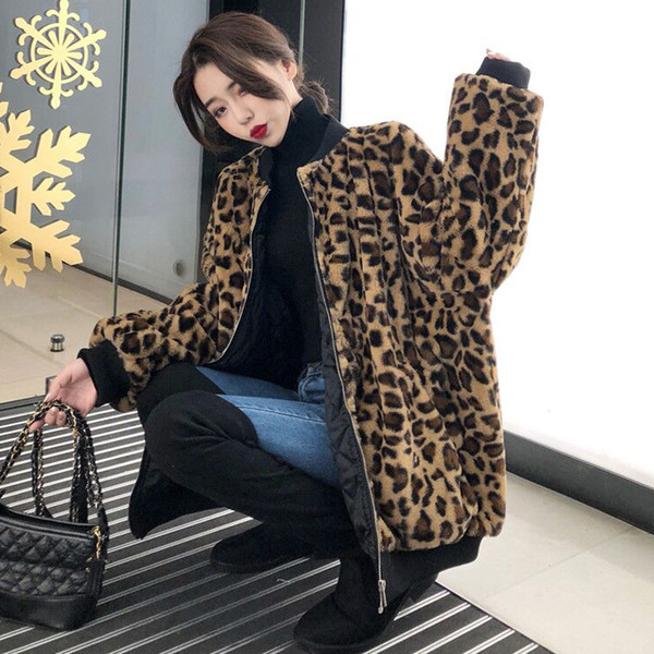 Puha női kabát hosszú modell leopárd mintával