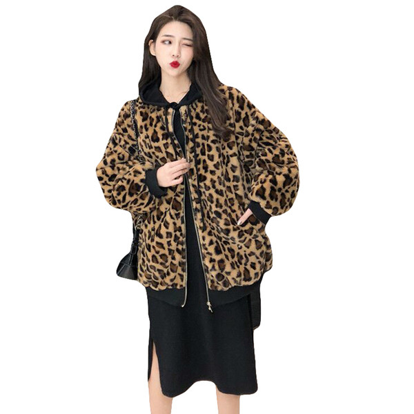 Puha női kabát hosszú modell leopárd mintával