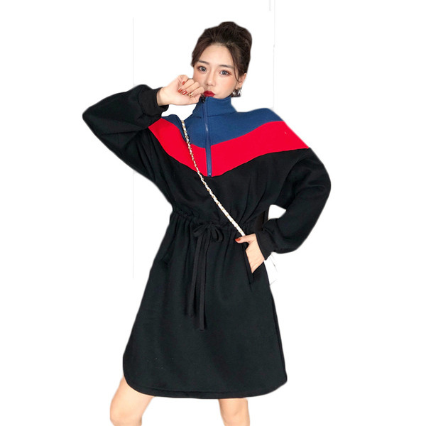 Lezser női ruha zsebekkel, gumírozott derékkal, két színben